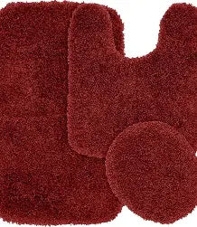 3 piece red rug set for bathroom