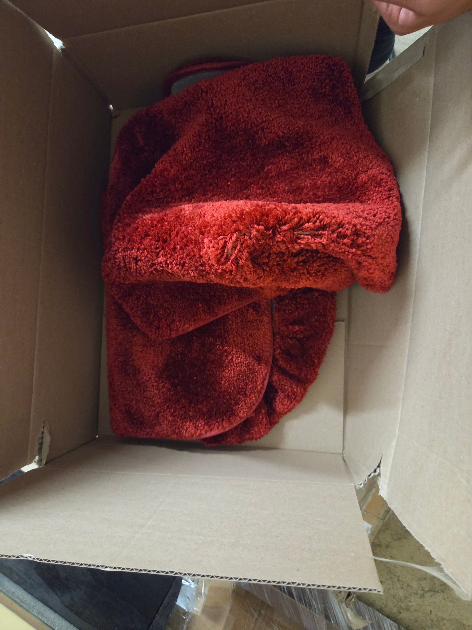 3 piece red rug set for bathroom