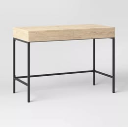Loring Wood Writing Desk with Drawers and Charging Station Oak - Threshold