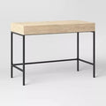 Loring Wood Writing Desk with Drawers and Charging Station Oak - Threshold