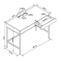 Loring Wood Writing Desk with Drawers and Charging Station White/Gold - Threshold